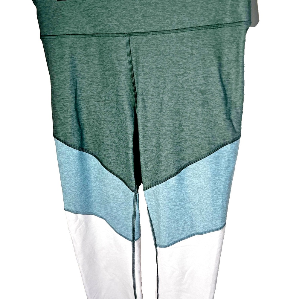 OUTDOOR VOICES WOMEN'S COLORBLOCK LEGGINGS GREEN BLUE WHITE STRETCH - Sz LARGE - Picture 3 of 5